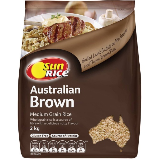 SUNRICE BROWN MEDIUM GRAIN RICE 2KG
