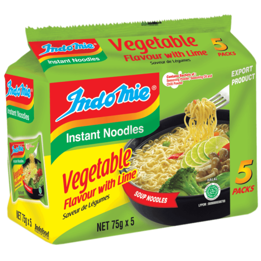INDOMIE VEGE WITH LIME NOODLES 5PK 375G
