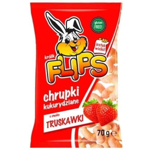 Flips Chrupki Kukurydziane O Smaku Truskawki, 70g